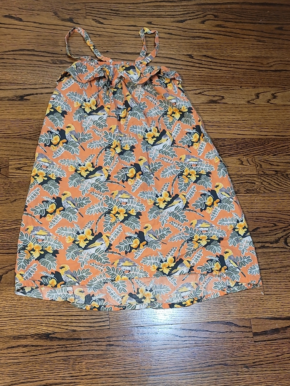 Patagonia Peach Floral Spaghetti-Strap Casual Dress